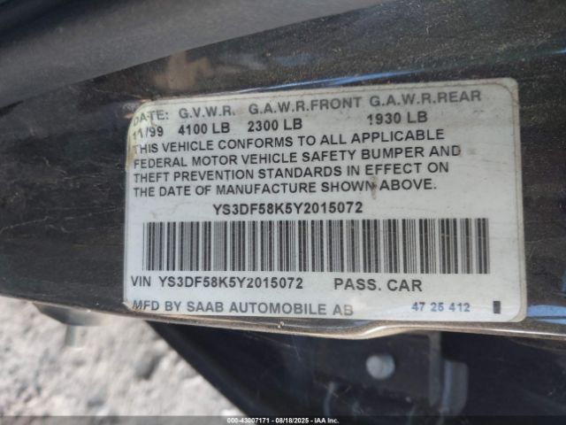 2000 SAAB 9-3 YS3DF58K5Y2015072 Photo 8