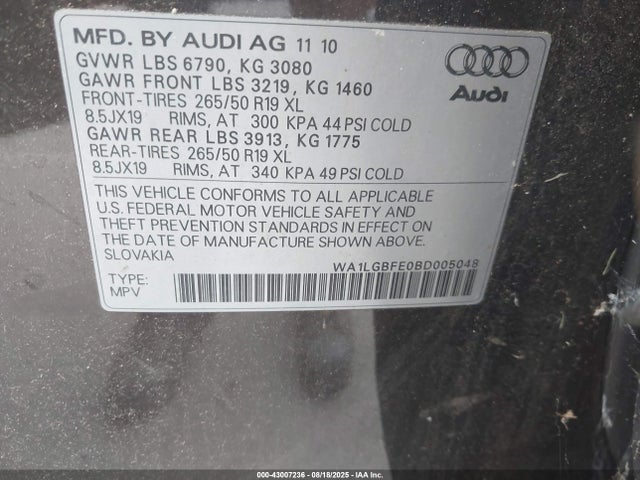 2011 AUDI Q7 WA1LGBFE0BD005048 Photo 8