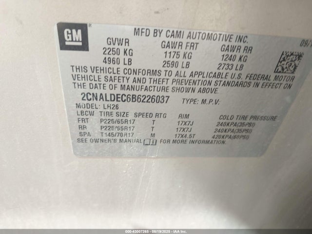 2011 CHEVROLET EQUINOX 2CNALDEC6B6226037 Photo 8