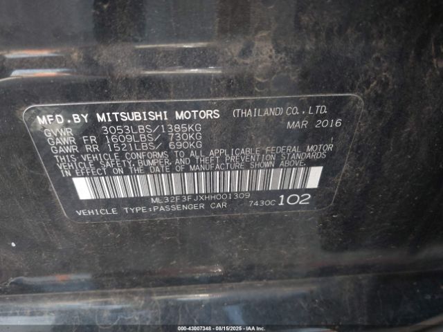 2017 MITSUBISHI MIRAGE G4 ML32F3FJXHH001309 Photo 8