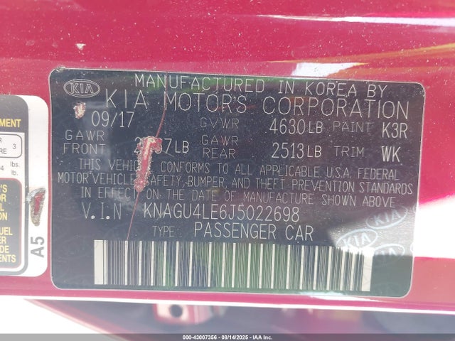 KNAGU4LE6J5022698 KIA gdi nu