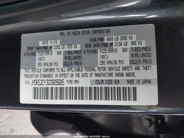 Mazda py 2016 JM3KE2DY3G0905985 Image 9