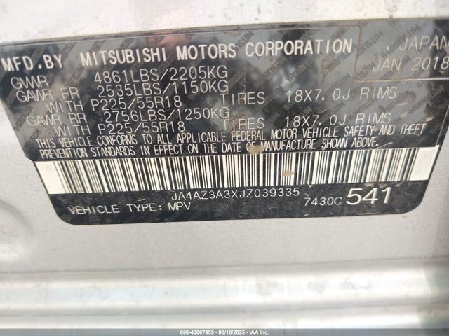 2018 MITSUBISHI OUTLANDER JA4AZ3A3XJZ039335 Photo 8
