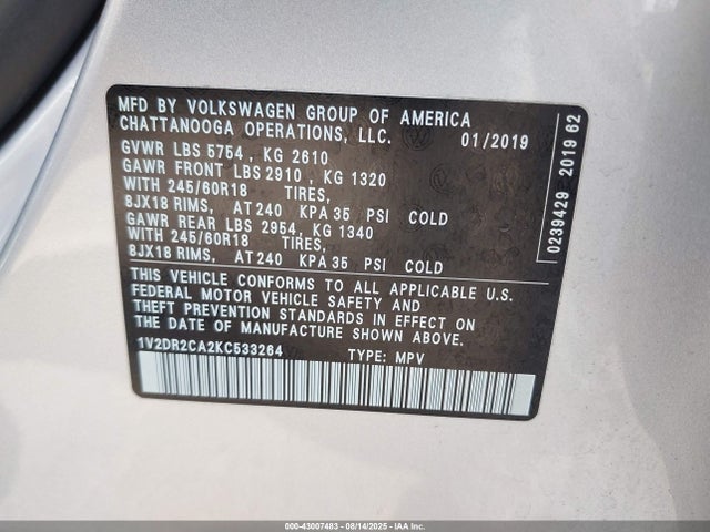 Volkswagen fsi 2019 1V2DR2CA2KC533264 Image 9