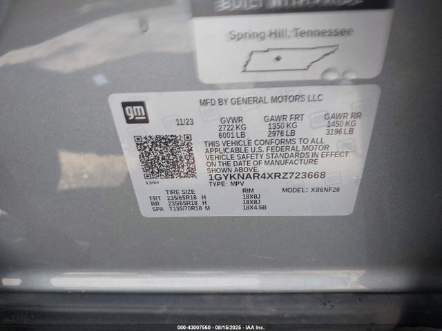 2024 CADILLAC XT5 1GYKNAR4XRZ723668 Photo 8