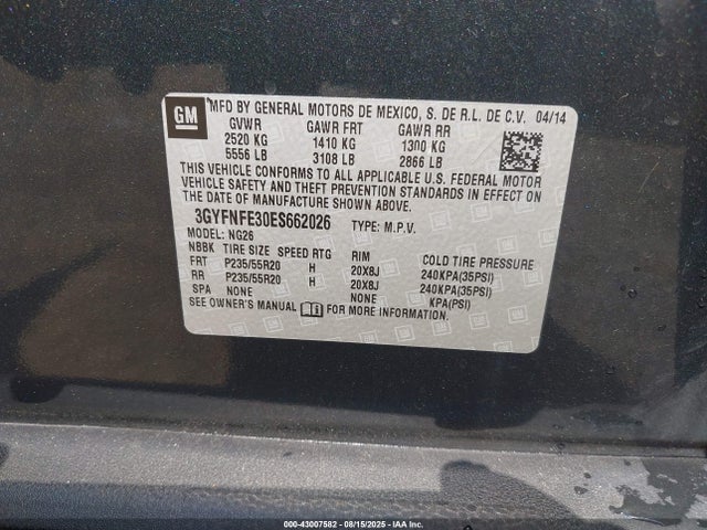 2014 CADILLAC SRX 3GYFNFE30ES662026 Photo 8