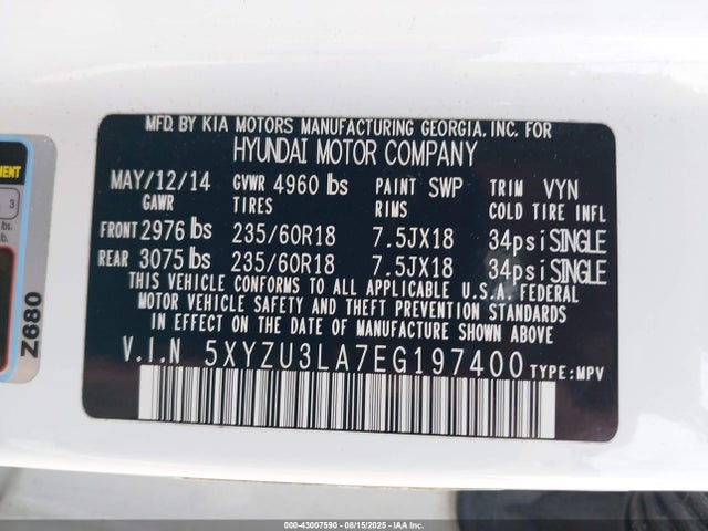 5XYZU3LA7EG197400 Hyundai t-gdi theta