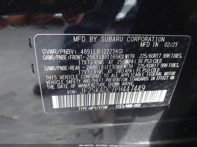 Subaru na u5 2023 JF2SKADC7PH447449 Image 9