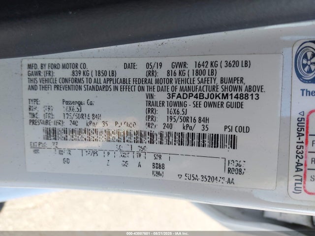 Ford 2019 2019 3FADP4BJ0KM148813 Image 9