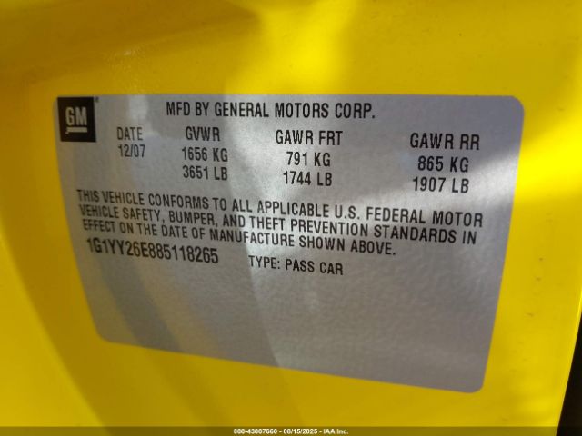 2008 CHEVROLET CORVETTE 1G1YY26E885118265 Photo 8