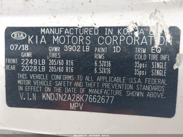 KIA g gdi 2019 KNDJN2A28K7662677 Image 9
