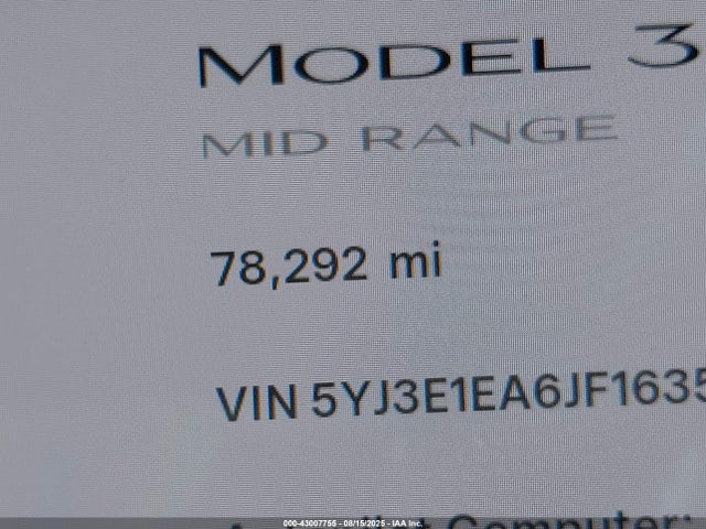 5YJ3E1EA6JF163535 Tesla MODEL 3