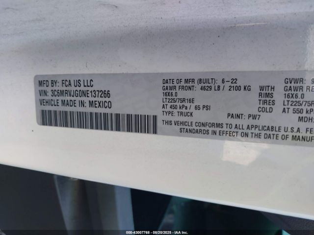 2022 RAM PROMASTER 3500 3C6MRVJG0NE137266 Photo 8