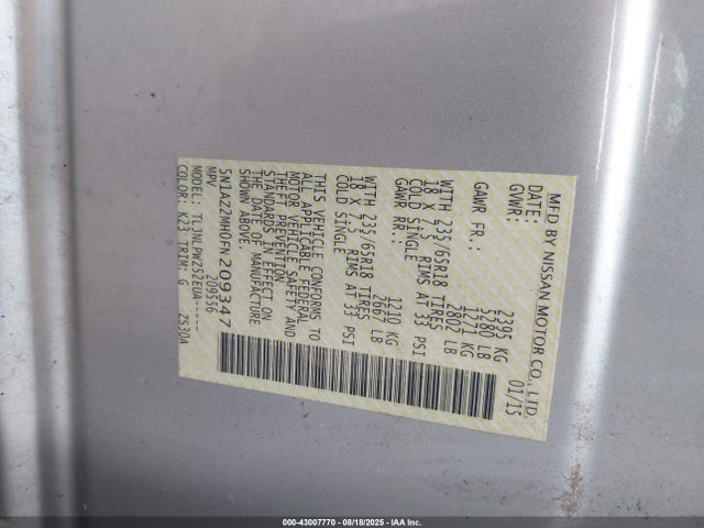 5N1AZ2MH0FN209347 Nissan Murano