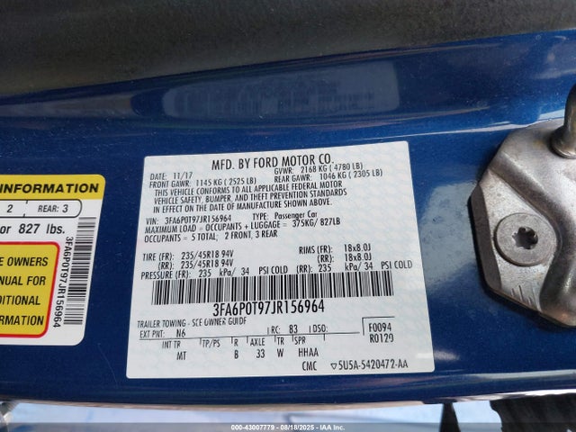 Ford 2.0l gtdi premium fuel 2018 3FA6P0T97JR156964 Image 9