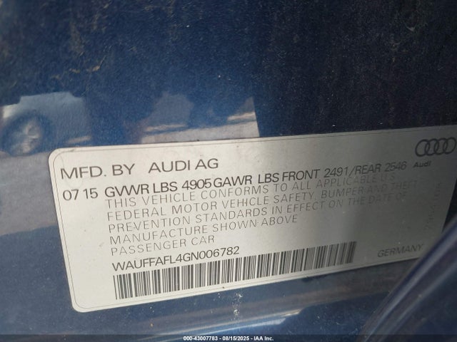 2016 AUDI A4 WAUFFAFL4GN006782 Photo 8