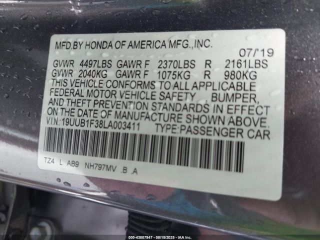 2020 ACURA TLX 19UUB1F38LA003411 Photo 8