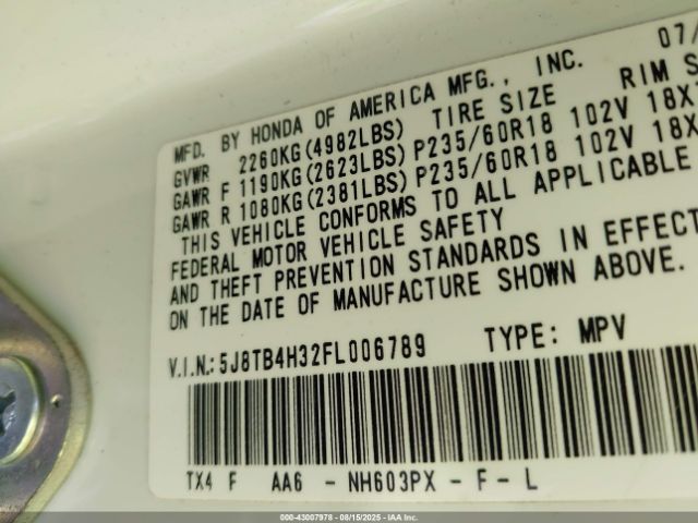 2015 ACURA RDX 5J8TB4H32FL006789 Photo 8