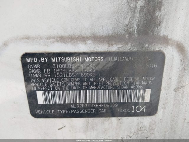 2017 MITSUBISHI MIRAGE G4 ML32F3FJ3HHF09639 Photo 8