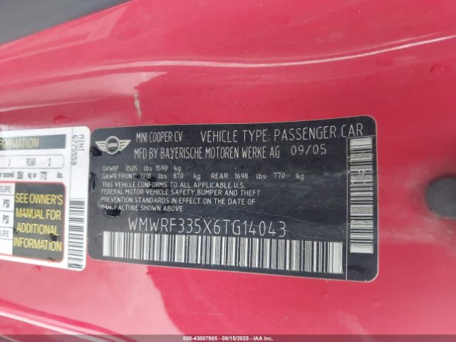 2006 MINI COOPER WMWRF335X6TG14043 Photo 8