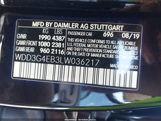 WDD3G4EB3LW036217 Mercedes-Benz m260