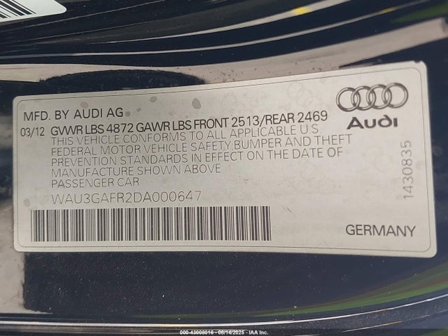 2013 AUDI S5 WAU3GAFR2DA000647 Photo 8