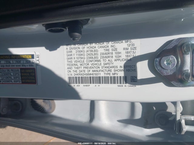 2HKRW2H56MH619311 Honda l15be