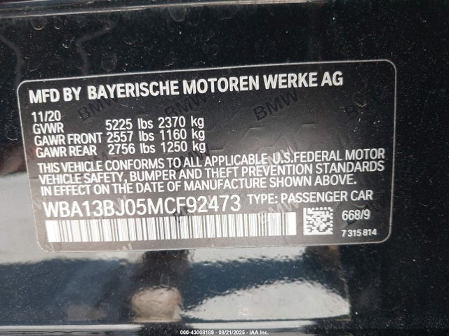 BMW 530I 2021 WBA13BJ05MCF92473 Image 9