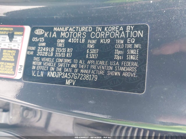 KNDJP3A57G7238179 KIA dohc gdi nu