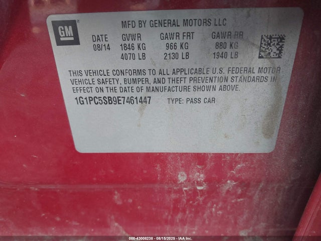 Chevrolet LUV 2014 1G1PC5SB9E7461447 Image 9