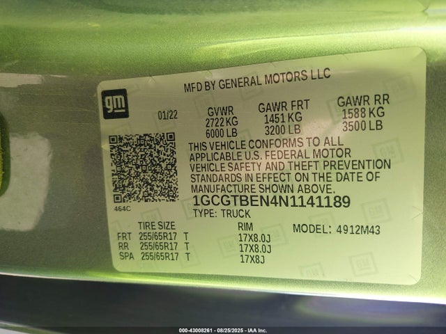 1GCGTBEN4N1141189 Chevrolet lgz