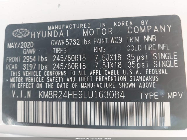 Hyundai gdi lambda ii 2020 KM8R24HE9LU163084 Image 9