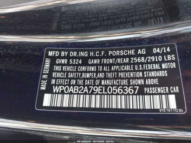 2014 PORSCHE PANAMERA WP0AB2A79EL056367 Photo 8