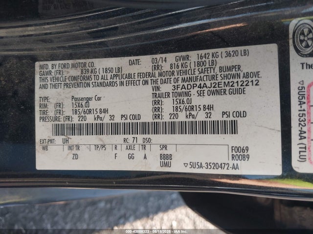 Ford 2014 2014 3FADP4AJ2EM212212 Image 9