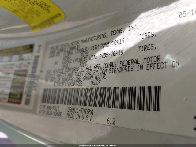 5TFNY5F11GX207722 Toyota 3ur-fe