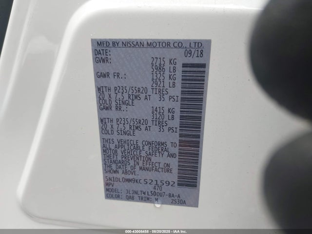 5N1DL0MM9KC521592 Infiniti QX60