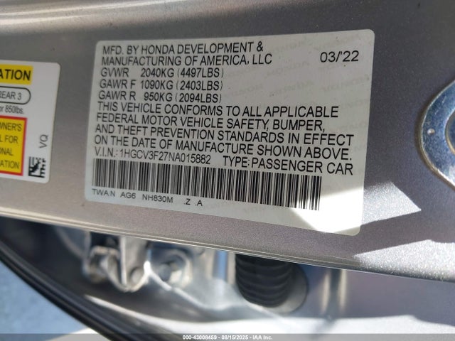 1HGCV3F27NA015882 Honda lfb2