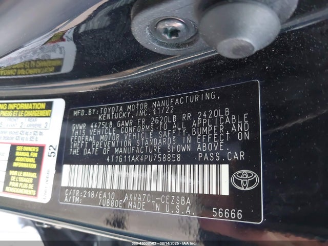 4T1G11AK4PU758858 Toyota a25a-fks