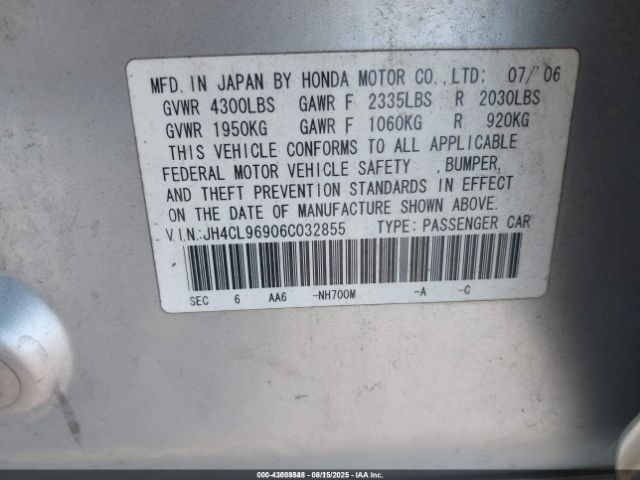 2006 ACURA TSX JH4CL96906C032855 Photo 8