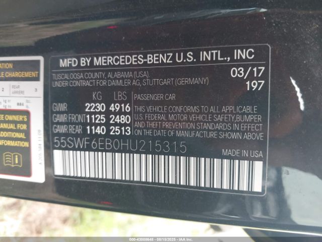 2017 MERCEDES-BENZ AMG C 43 55SWF6EB0HU215315 Photo 8