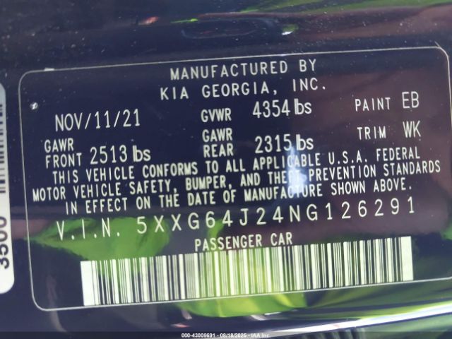 2022 KIA K5 5XXG64J24NG126291 Photo 8