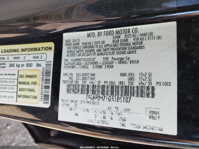 Ford 2016 2016 1FA6P0H71G5105107 Image 9