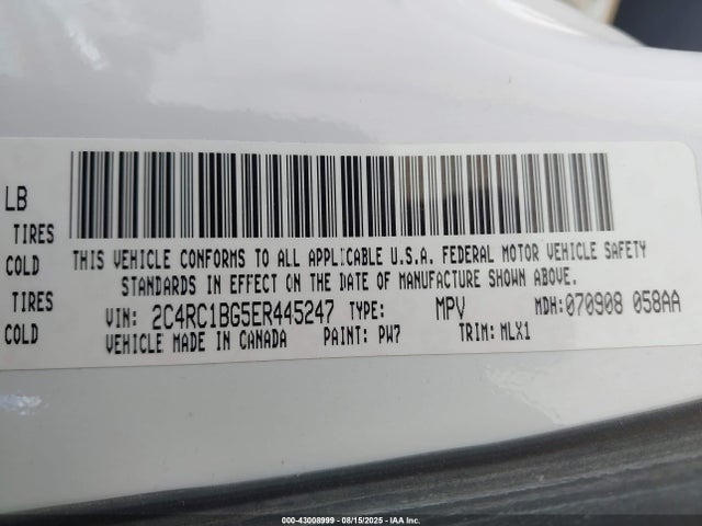 2C4RC1BG5ER445247 Chrysler 2014