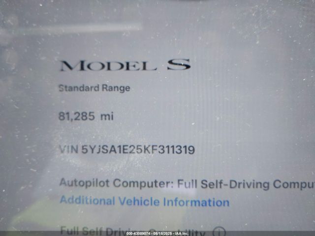 2019 TESLA MODEL S 5YJSA1E25KF311319 Photo 6