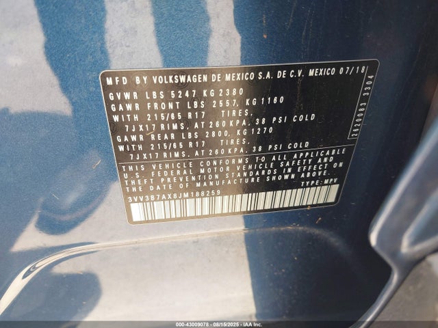 Volkswagen 2018 2018 3VV3B7AX8JM188259 Image 9