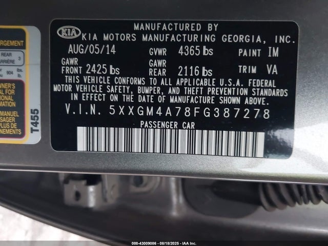 5XXGM4A78FG387278 KIA dohc gdi theta ii
