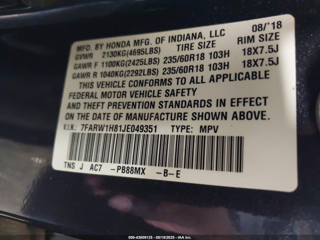 7FARW1H81JE049351 Honda l15be