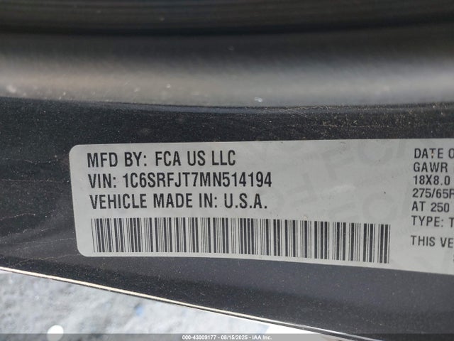 RAM 2021 2021 1C6SRFJT7MN514194 Image 9