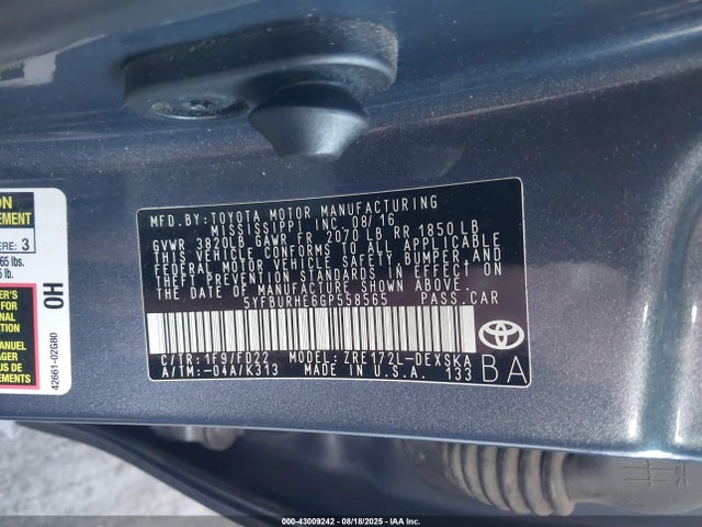 Toyota 2zr-fe 2016 5YFBURHE6GP558565 Image 9