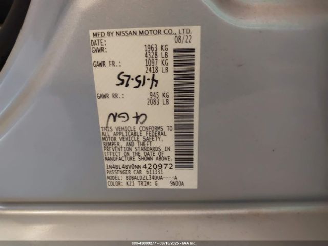 2022 NISSAN ALTIMA 1N4BL4BV0NN420972 Photo 8